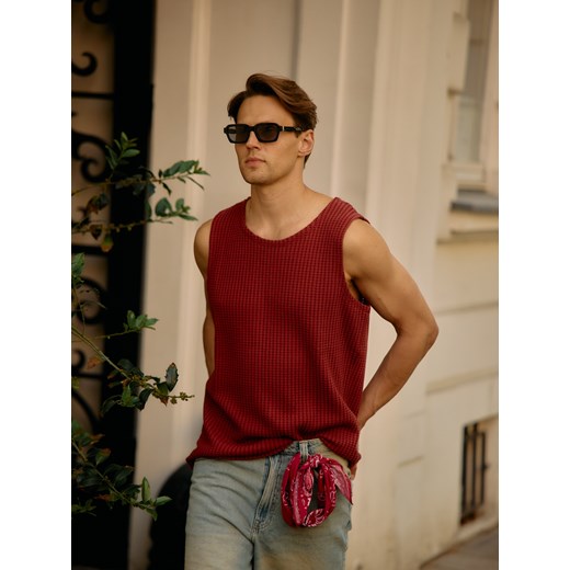 Reserved - Strukturalny top - bordowy ze sklepu Reserved w kategorii T-shirty męskie - zdjęcie 186001772