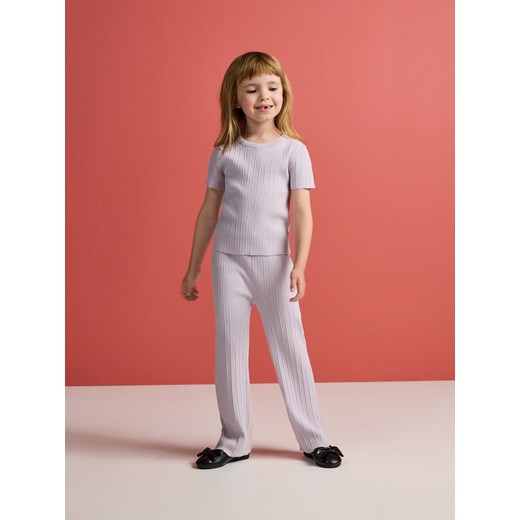 Reserved - Prążkowana bluzka - lawendowy ze sklepu Reserved w kategorii Bluzki dziewczęce - zdjęcie 186001990