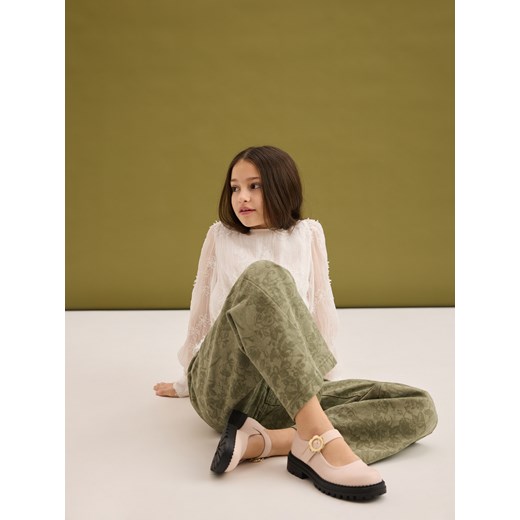 Reserved - Wzorzyste spodnie wide leg - zielony Reserved 164 (13 lat) Reserved okazja