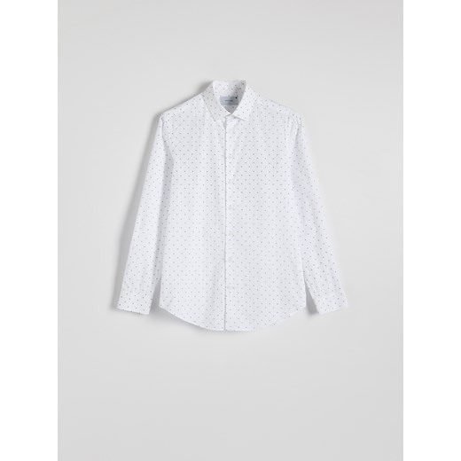 Reserved - Koszula slim fit w drobne kwiaty - biały ze sklepu Reserved w kategorii Koszule męskie - zdjęcie 186002193