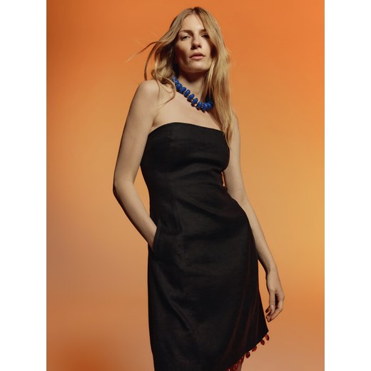 Reserved - Sukienka mini z lnem - czarny ze sklepu Reserved w kategorii Sukienki - zdjęcie 186002622