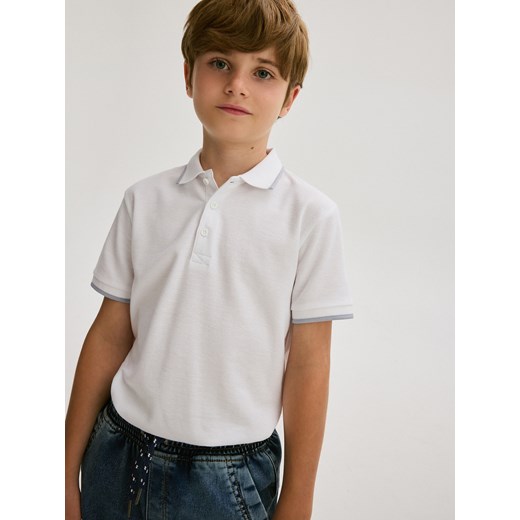 Reserved - Koszulka polo - biały Reserved 116 (5-6 lat) wyprzedaż Reserved