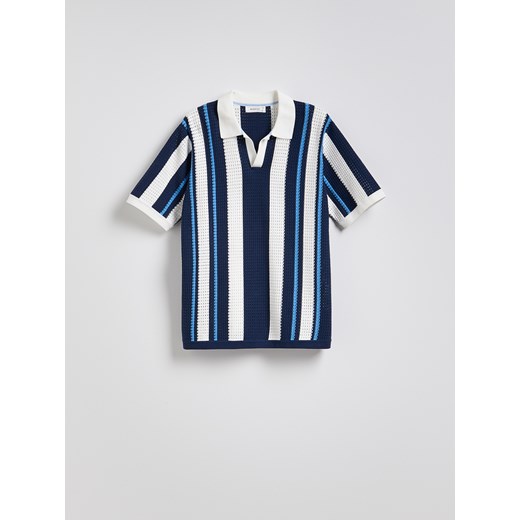 Reserved - Ażurowy sweter polo - wielobarwny Reserved L Reserved okazja