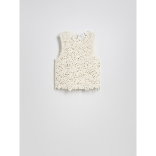 Reserved - Ażurowy top - złamana biel ze sklepu Reserved w kategorii Bluzki damskie - zdjęcie 186003082