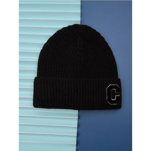 Sinsay - Czapka beanie z naszywką - czarny ze sklepu Sinsay w kategorii Czapki zimowe damskie - zdjęcie 186004172