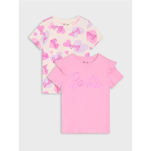 Sinsay - Koszulki 2 pack Barbie - różowy ze sklepu Sinsay w kategorii Bluzki dziewczęce - zdjęcie 186004193