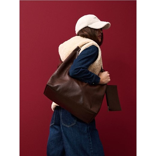 Sinsay - Torebka worek z etui - brązowy ze sklepu Sinsay w kategorii Torebki worki - zdjęcie 186004224