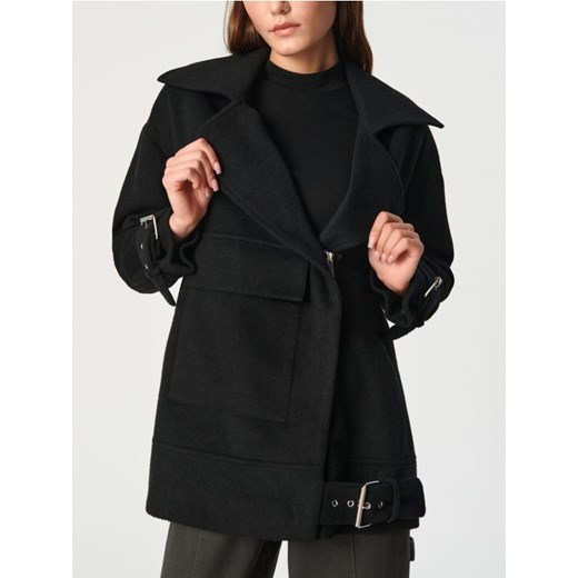 Sinsay - Kurtka z dodatkiem wełny - czarny ze sklepu Sinsay w kategorii Płaszcze damskie - zdjęcie 186004234
