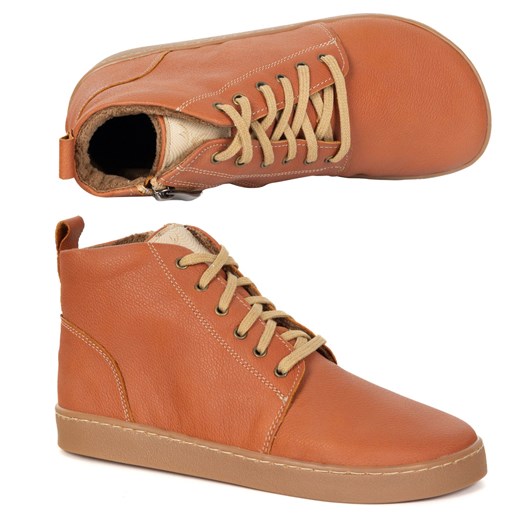 Buty damskie zimowe barefoot skórzane Z-B04 rude ze sklepu butyolivier w kategorii Botki - zdjęcie 186004513