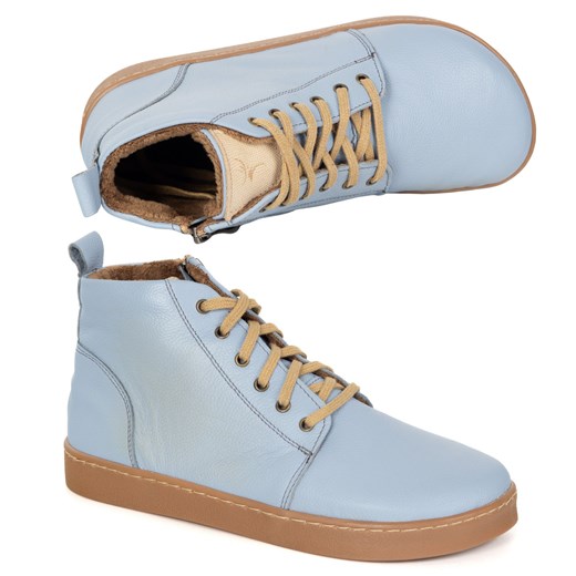 Buty damskie zimowe barefoot skórzane Z-B04 niebieskie ze sklepu butyolivier w kategorii Botki - zdjęcie 186004532