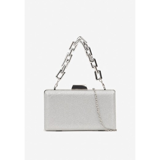 Srebrna Brokatowa Torebka Kopertówka z Łańcuszkiem Aurellia ze sklepu born2be.pl w kategorii Kopertówki - zdjęcie 186004594