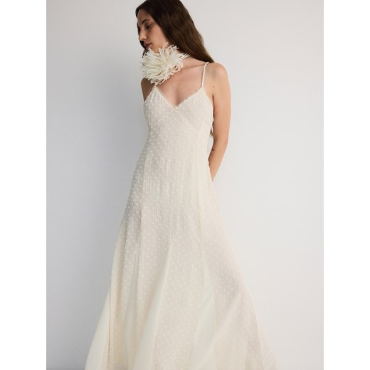 Reserved - Sukienka maxi z kreszowanej tkaniny - złamana biel ze sklepu Reserved w kategorii Sukienki - zdjęcie 186005741