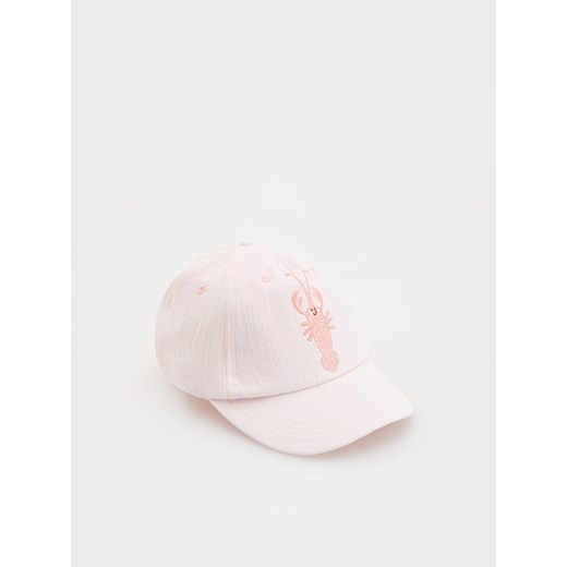 Reserved - Czapka z daszkiem z haftem - pastelowy róż Reserved 1-3 lata okazja Reserved