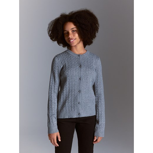 Reserved - Strukturalny kardigan z wiskozą - ciemnoszary ze sklepu Reserved w kategorii Swetry dziewczęce - zdjęcie 186007133