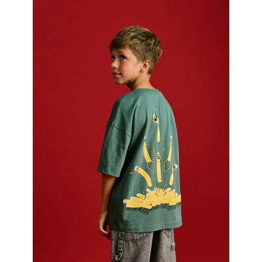 Reserved - T-shirt z nadrukiem - zielony Reserved 170 (13-14 lat) Reserved