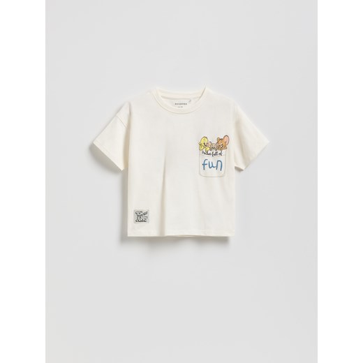 Reserved - T-shirt Tom i Jerry - złamana biel ze sklepu Reserved w kategorii T-shirty chłopięce - zdjęcie 186007344