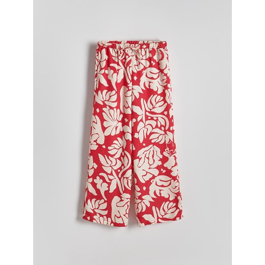 Reserved - Wzorzyste spodnie z lyocelem - czerwony ze sklepu Reserved w kategorii Spodnie damskie - zdjęcie 186007434