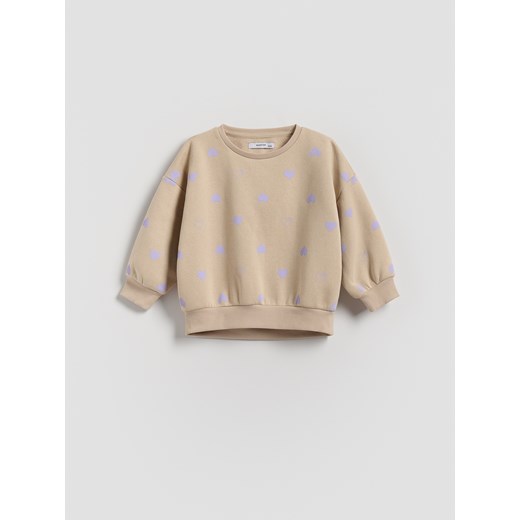 Reserved - Bawełniana bluza we wzór - beżowy ze sklepu Reserved w kategorii Bluzy dziewczęce - zdjęcie 186007471
