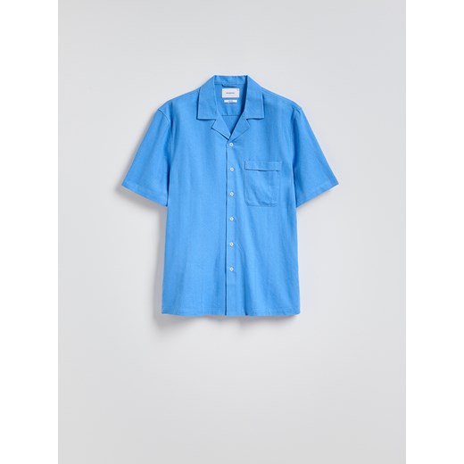 Reserved - Koszula regular z dodatkiem lnu - niebieski ze sklepu Reserved w kategorii Koszule męskie - zdjęcie 186007604