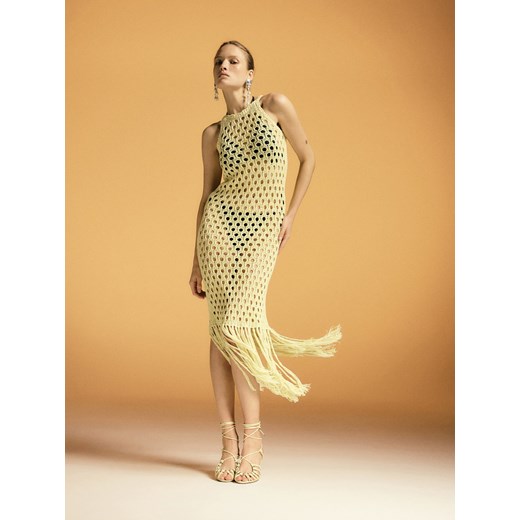 Reserved - Sandały na obcasie z koralikami - jasnożółty ze sklepu Reserved w kategorii Torby letnie - zdjęcie 186007704