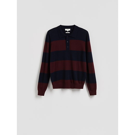 Reserved - Sweter polo z wełny merino - granatowy ze sklepu Reserved w kategorii Swetry męskie - zdjęcie 186007983