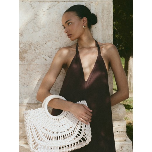 Reserved - Sznurkowa torebka shopper - złamana biel ze sklepu Reserved w kategorii Torby letnie - zdjęcie 186008232