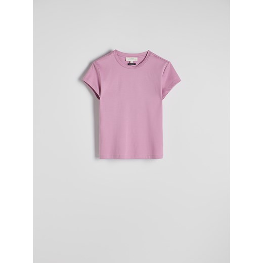 Reserved - T-shirt z domieszką jedwabiu - różowy Reserved XL Reserved