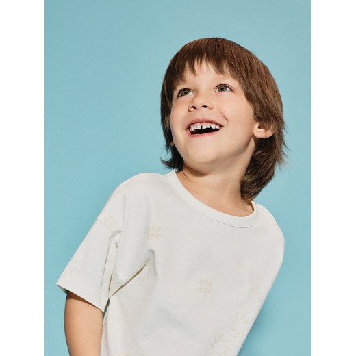 Reserved - T-shirt z nadrukiem - złamana biel Reserved 92 (1 wyprzedaż Reserved