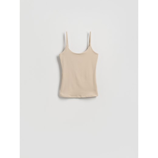 Reserved - Gładki top na ramiączkach - beżowy Reserved M Reserved
