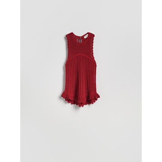 Reserved - Ażurowy top ze splotem - intenstywna czerwień ze sklepu Reserved w kategorii Kombinezony damskie - zdjęcie 186008980