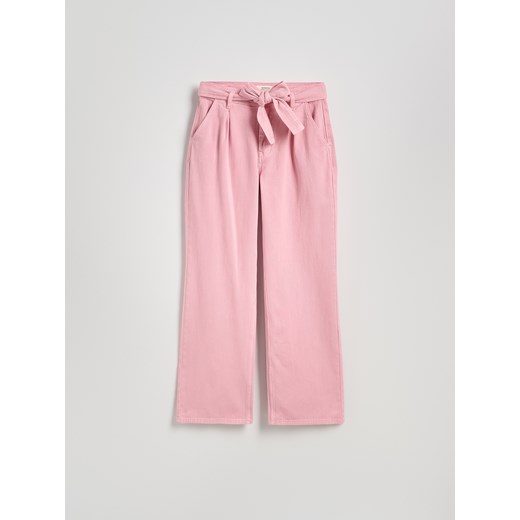 Reserved - Jeansy wide leg z wiązaniem - różowy ze sklepu Reserved w kategorii Jeansy damskie - zdjęcie 186008992