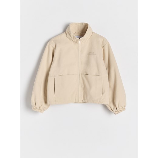 Reserved - Bawełniana kurtka z haftem - beżowy ze sklepu Reserved w kategorii Kurtki dziewczęce - zdjęcie 186009382