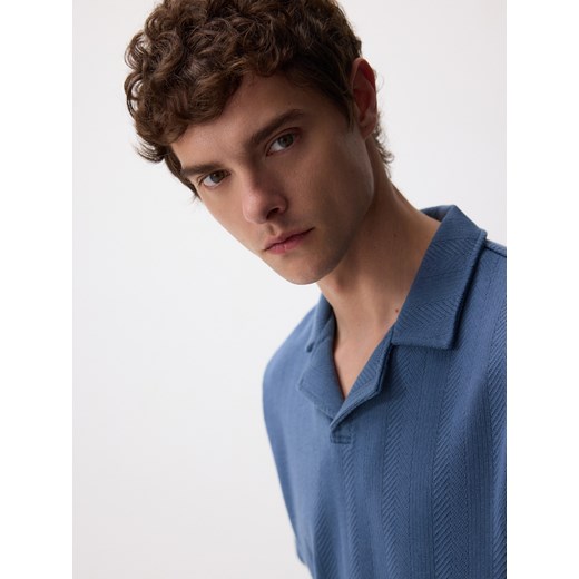 Reserved - Strukturalne polo comfort fit - granatowy ze sklepu Reserved w kategorii T-shirty męskie - zdjęcie 186009604
