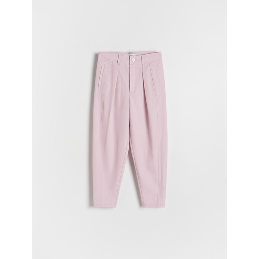 Reserved - Eleganckie spodnie z wiskozą - różowy ze sklepu Reserved w kategorii Spodnie dziewczęce - zdjęcie 186011381