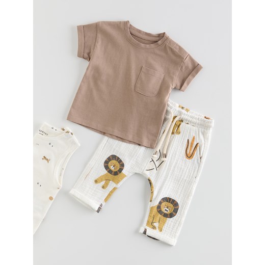 Reserved - Bawełniany komplet - brązowy - id: 8250X-88X - marki Reserved - 186011594 Reserved - Bawełniany komplet - brązowy ze sklepu Reserved w kategorii Odzież dla niemowląt - zdjęcie 186011594