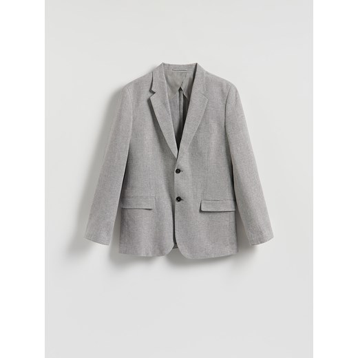 Reserved - Marynarka slim fit z lnem - jasnoszary ze sklepu Reserved w kategorii Marynarki męskie - zdjęcie 186011772