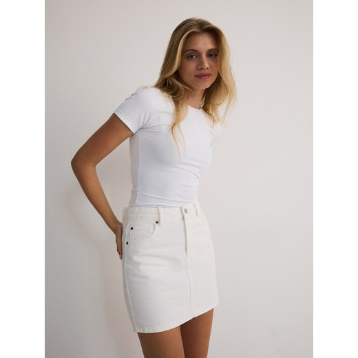 Reserved - Jeansowa spódnica mini - biały Reserved M promocja Reserved