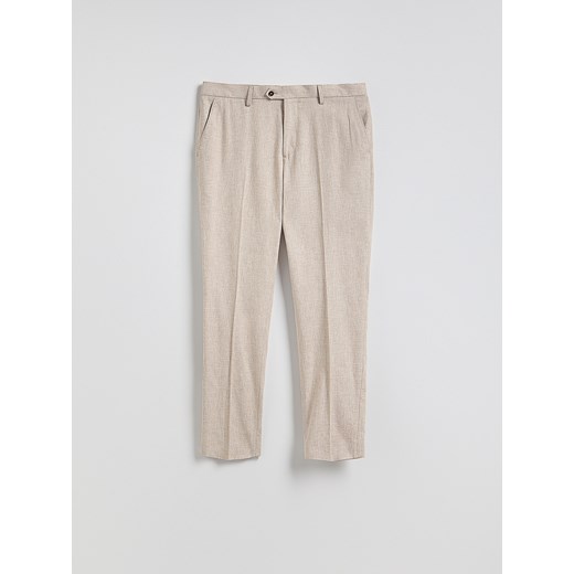 Reserved - Spodnie regular fit z lnem - beżowy ze sklepu Reserved w kategorii Spodnie męskie - zdjęcie 186012802