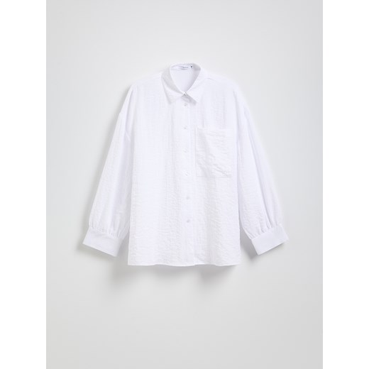Reserved - Koszula z efektem gniecenia - biały ze sklepu Reserved w kategorii Koszule damskie - zdjęcie 186013174