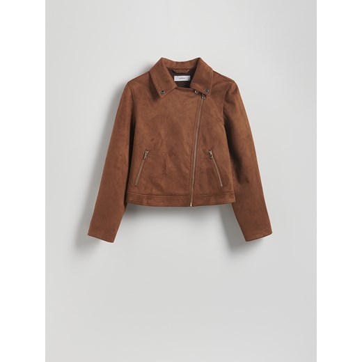 Reserved - Ramoneska z imitacji zamszu - brązowy Reserved XS promocja Reserved