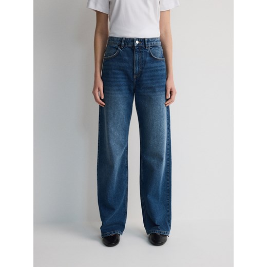 Reserved - Jeansy wide leg - granatowy ze sklepu Reserved w kategorii Jeansy damskie - zdjęcie 186013483