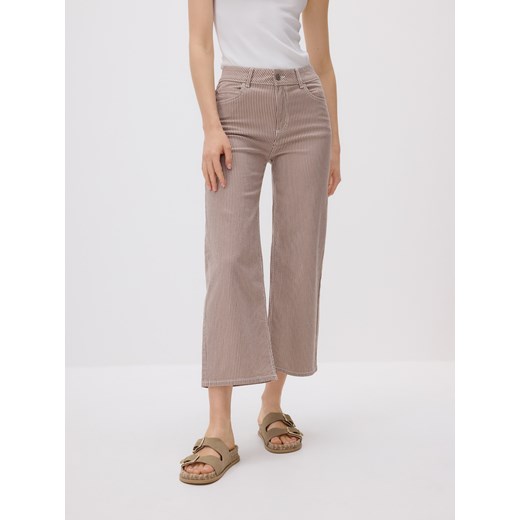 Reserved - Jeansy culotte w paski - beżowy ze sklepu Reserved w kategorii Jeansy damskie - zdjęcie 186013541
