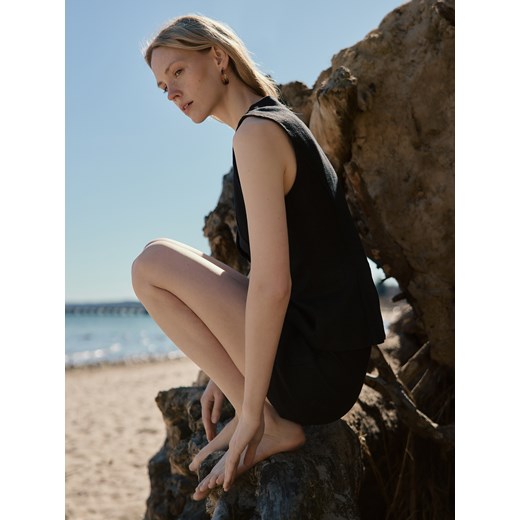 Reserved - Spódnico-szorty z tkaniną ramia - czarny ze sklepu Reserved w kategorii Spódnice - zdjęcie 186013684