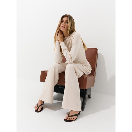 Mohito - Spodnie z szeroką nogawką - kremowy ze sklepu Mohito w kategorii Spodnie damskie - zdjęcie 186013934