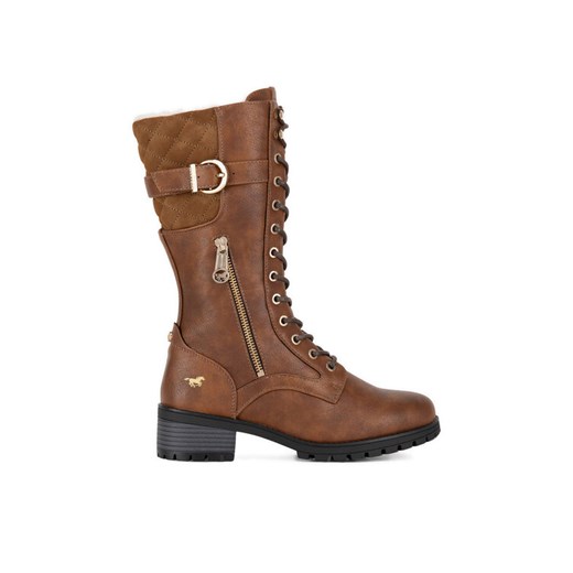 Kozaki Mustang 1435-602 Brązowy ze sklepu eobuwie.pl w kategorii Kozaki damskie - zdjęcie 186014341