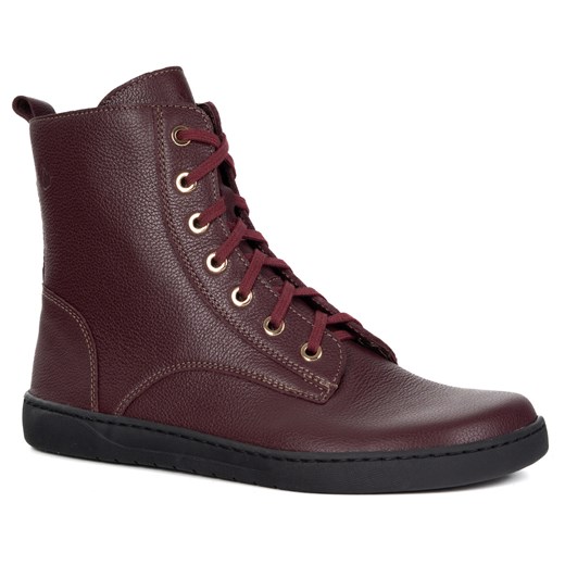 Buty damskie barefoot zimowe skórzane Olivier Liv 1303 ocieplane bordowe ze sklepu butyolivier w kategorii Półbuty damskie - zdjęcie 186014660