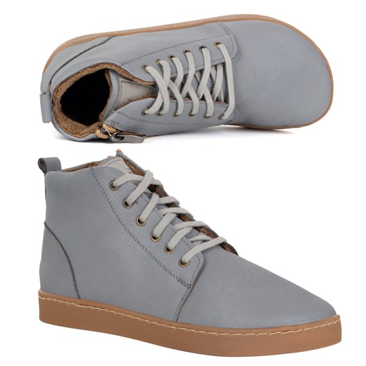 Buty damskie zimowe barefoot skórzane Z-B04 szare ze sklepu butyolivier w kategorii Botki - zdjęcie 186014663