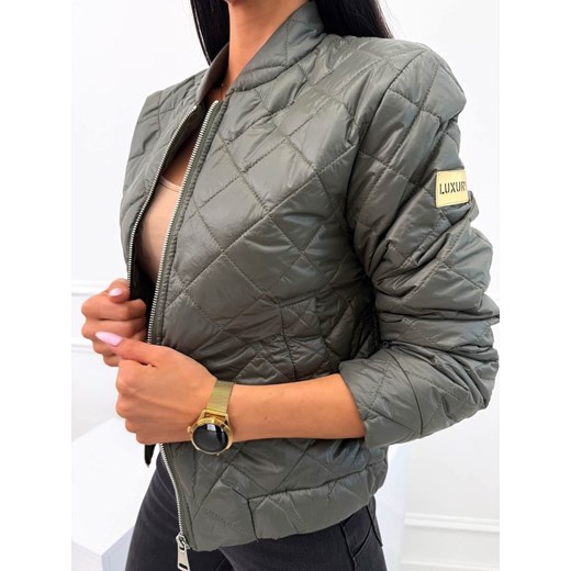 Khaki Pikowana Kurteczka ze sklepu ModnaKiecka.pl w kategorii Kurtki damskie - zdjęcie 186016511