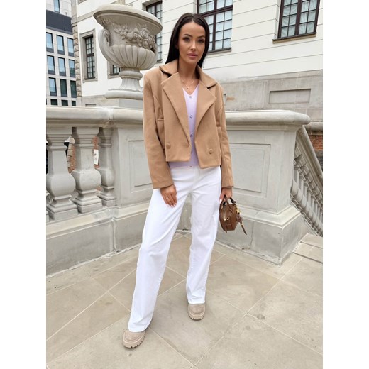 Brązowy Krótki Płaszczyk Modnakiecka.pl 46 ModnaKiecka.pl