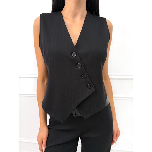 Czarna Elegancka Kamizelka w Jodełkę Modnakiecka.pl 46 ModnaKiecka.pl